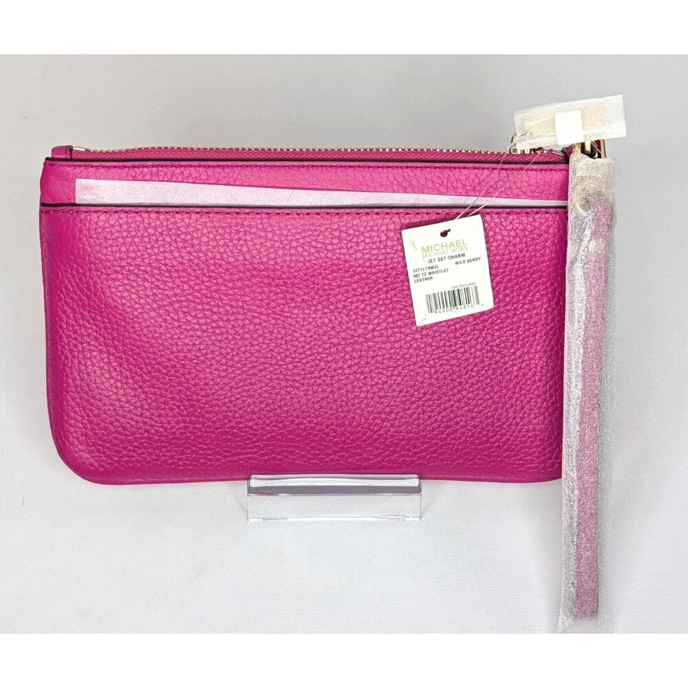 Michael Kors Jet Set Charm Wristlet - Wild Berry, Pink, Leather, NWT